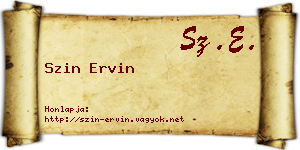 Szin Ervin névjegykártya